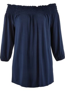 Футболка с вырезом-кармен (темно-синий) Bonprix