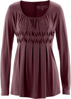 Футболка с длинными рукавами и складками (алый) Bonprix