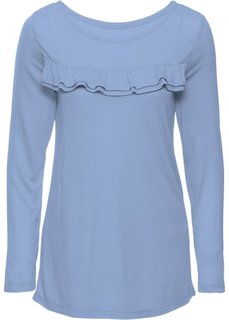 Футболка с  воланами (жемчужно-синий) Bonprix