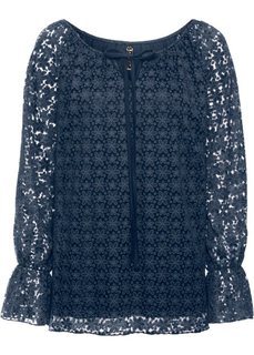 Футболка с цветочным узором (темно-синий) Bonprix