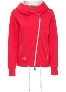 Трикотажная куртка с асимметричной застежкой-молнией (красный) Bonprix