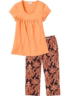 Пижама-капри (оранжевый/черный) Bonprix