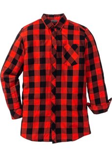 Длинная рубашка Regular Fit с длинным рукавом (черный/красный в клетку) Bonprix