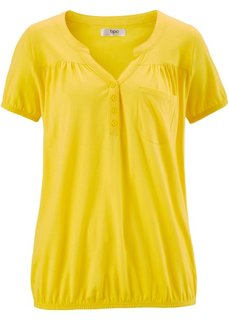 Трикотажная блузка с коротким рукавом (желтый) Bonprix