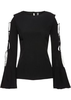 Блузка с вырезами (черный) Bonprix