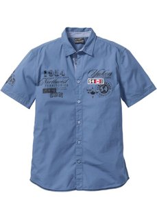 Рубашка стандартного покроя с коротким рукавом (синий) Bonprix