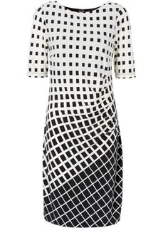 Мини-платье с графичным узором (экрю/черный) Bonprix