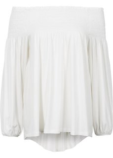 Трикотажная блузка с вырезом-кармен (цвет белой шерсти) Bonprix