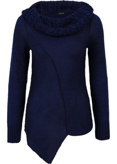 Асимметричный вязаный пуловер (синий) Bonprix