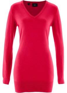 Длинный пуловер тонкой вязки (темно-красный) Bonprix