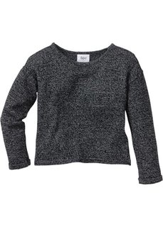 Вязаный пуловер свободного покроя (антрацитовый меланж/меланж белой шерсти) Bonprix