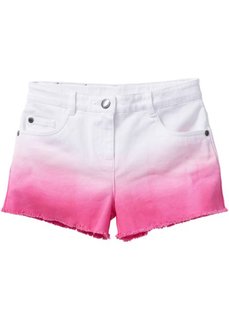 Шорты из твила с эффектом деграде (белый/ярко-розовый фламинго) Bonprix