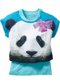 Короткая футболка + тэнк топ (2 изделия в упаковке) (нежно-бирюзовый с рисунком панды/аква) Bonprix
