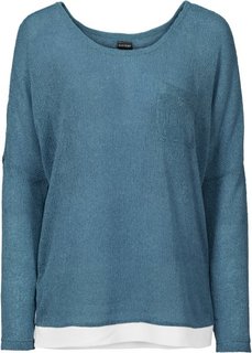 Пуловер (серо-синий) Bonprix