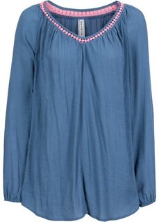 Блузка с красивой окантовкой (синий) Bonprix