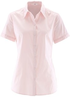 Блуза-рубашка с короткими рукавами (жемчужно-розовый) Bonprix