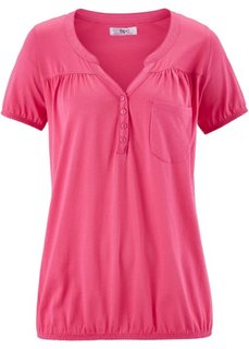 Трикотажная блузка с коротким рукавом (ярко-розовый) Bonprix