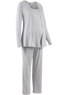 Мода для беременных: спортивные костюм из куртки, брюк и топа (3 изд.) (светло-серый меланж) Bonprix