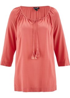 Блузка с вырезом-кармен и рукавом 3/4 (коралловый) Bonprix