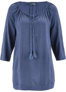 Блузка с вырезом-кармен и рукавом 3/4 (индиго) Bonprix