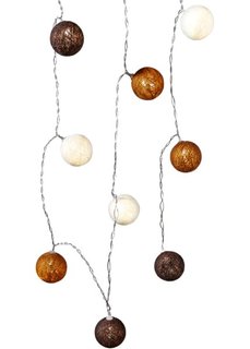 Светодиодная гирлянда Хлопковые шарики (10 шт.) (коричневый/бежевый) Bonprix