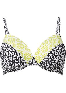 Купальный бюстгальтер на косточках, чашка E (черный/белый с рисунком) Bonprix