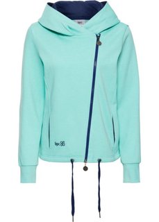 Трикотажная куртка с асимметричной застежкой-молнией (зеленый океан) Bonprix