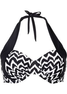 Купальный бюстгальтер на косточках, чашка E (черный/белый с узором) Bonprix