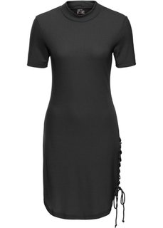 Трикотажное платье со шнуровкой (черный) Bonprix