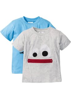 Футболка (2 шт.) (натуральный меланж + альпинно-синий) Bonprix