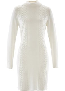 Вязаное платье с воротником-стойкой (цвет белой шерсти) Bonprix