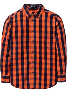 Рубашка в клетку (темно-синий/кроваво-оранжевый в клетку) Bonprix