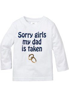 Для малышей: футболка с длинным рукавом из биохлопка (белый с рисунком) Bonprix