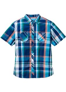 Рубашка Regular Fit с коротким рукавом (синий в клетку) Bonprix