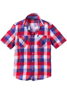 Рубашка Regular Fit с коротким рукавом (голубой в клетку) Bonprix