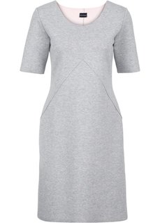 Трикотажное платье (серый меланж/нежно-розовый) Bonprix