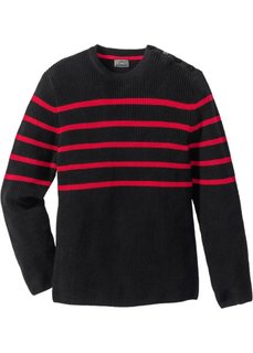 Пуловер Regular Fit в полоску (черный/красный в полоску) Bonprix