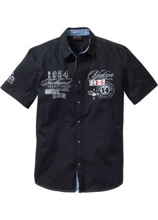 Рубашка стандартного покроя с коротким рукавом (черный) Bonprix