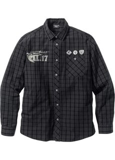 Рубашка Regular Fit с длинным рукавом (черный в клетку) Bonprix