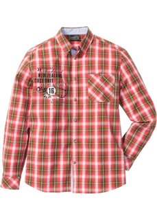 Клетчатая рубашка Regular Fit (омаровый/зеленый в клетку) Bonprix