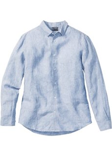 Льняная рубашка Slim Fit с длинным рукавом (нежно-голубой меланж) Bonprix