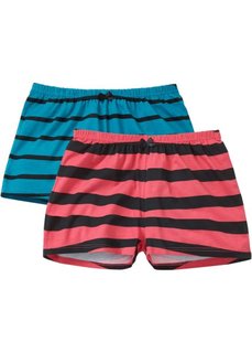 Шорты (2 шт.) (темно-бирюзовый/нежный ярко-розовый в полоску) Bonprix
