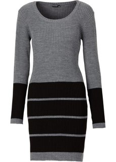 Трикотажное платье (серый меланж/черный) Bonprix