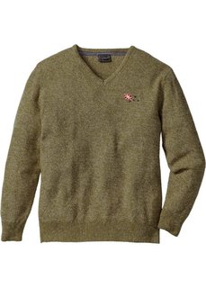 Пуловер с V-образным вырезом Regular Fit (зеленый) Bonprix