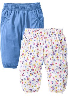 Мода для малышей: брюки-шаровары из биохлопка (2 шт.), Размеры  56/62-104/110 (голубой + цвет белой шерсти) Bonprix