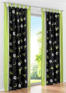 Штора Футбол (1 шт.), петли (черно-зеленый) Bonprix