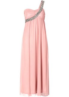 Макси-платье на одно плечо (дымчато-розовый) Bonprix