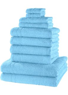 Комплект однотонных полотенец New Uni (10 шт.) (бирюзовый) Bonprix