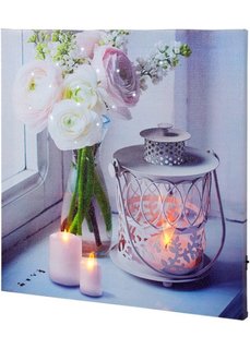 Светодиодная картина Свечи и сказочные цветы (белый) Bonprix
