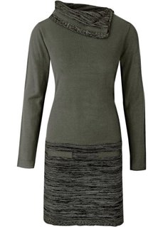 Вязаное платье 2 в 1 (темно-оливковый/черный) Bonprix